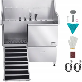 Vana Vana pro psí stříhání 127 cm, ocel 304, protiskluzová rampa, skříňka, levé dveře