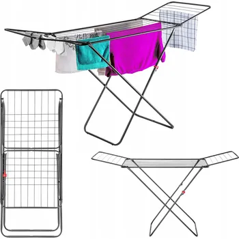Sušák na prádlo SUŠÁK NA PRÁDLO ČERNÝ DO KOUPELNY ODOLNÝ 18M SUŠENÍ PEVNÝ OCELOVÝ