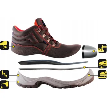 Pracovní obuv Bezpečnostní kotníkové boty BOZP DEDRA BH9T1A-44 kožené, velikost 44, kat. S1P SRC