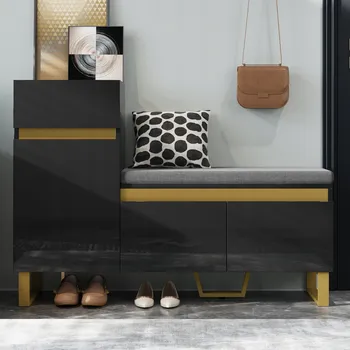 Botník Botník se sedákem a zásuvkami Gutent 120 x 85 x 35 cm černá