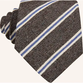 Kravata Windsor. Pánská Kravata, tmavě hnědá / krémová / modrá, one size