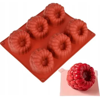 Forma na pečení Silikonová forma na monoporce MALINA 3D, 6 hnízd, na dezerty
