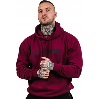 Pánská mikina Pánská mikina s kapucí PRO Hoodie Burgundy, velikost M - GymBeam