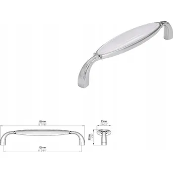 Nábytkové kování Úchytka nábytku SIRO 1973-138ZN1A4 Nábytková úchytka lesklý chrom/bílá vložka