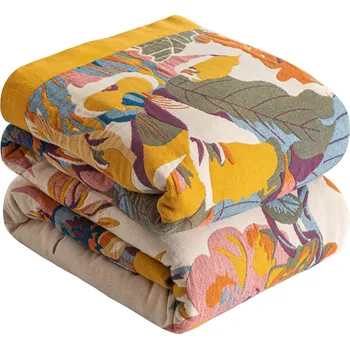 Přehoz na lůžko SE SOFTEXLY Přehoz na postel Boho 100% Bavlna Oboustranný 150x200cm Oranžová Zelená