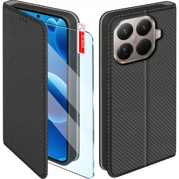 Pouzdro na mobilní telefon Pouzdro MAGNET pro Xiaomi 15T Pro 5G Uzamykatelné Černé Pouzdro + Sklo 9H