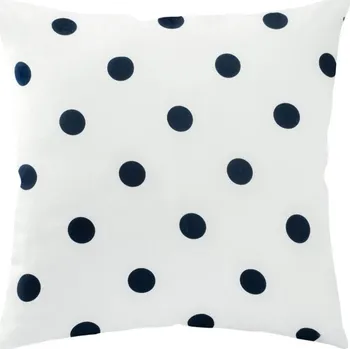 Povlak na dekorativní polštářek Dekorační povlak na polštář 43x43 cm, měkký VELVET, bílý s tmavě modrými puntíky