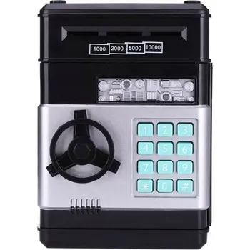 Pokladnička Pokladnička click4TOYS černá plastová s heslem a zvukovými efekty