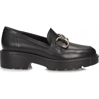 Dámské mokasíny Černé mokasíny na platformě Ryłko 2ZRP0, ozdobná zlatá spona - 38