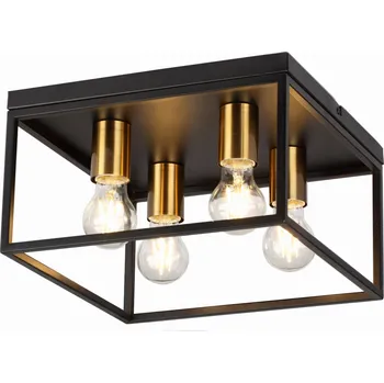 Stropní Svítidlo čtvercový Reality 32 x 32 cm černý, zlatý
