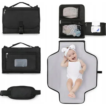 Přebalovací podložka BEBAMOUR Cestovní přebalovací podložka voděodolná Pro Miminka Černá