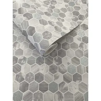 Tapeta Tmavě modrá vinylová tapeta Art Deco se zlatým vzorem