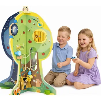 Dřevěná hračka Dřevěná hračka motorická a edukativní Strom aktivity 4 roční období XXL