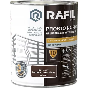barva na kov RAFIL Základní email přímo na rez HNĚDÁ ČOKOLÁDOVÁ RAL 8017 polomat 0,75L