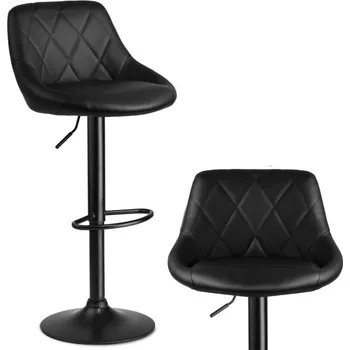 Barová židle Barová Židle s opěradlem Nerra - 2 kusy - černý s černou základnou