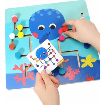 Hlavolam LOGICKÁ HRA DŘEVĚNÝ LABYRINT CHOBOTNICE