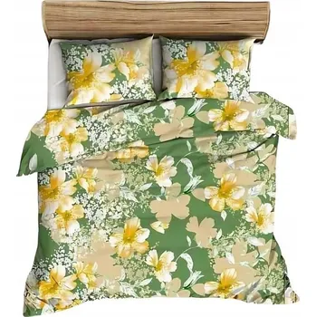 Povlečení Krepové povlečení 180x200 zelené žluté bílé květiny Bielawa KARO