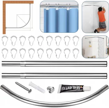 Tyč na sprchový závěs TYČ NA SPRCHOVÝ ZÁVĚS, TELESKOPICKÁ TYČ VE TVARU PÍSMENE
