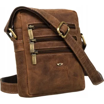 Kabelka Peterson kabelka přes rameno z pravé kůže hnědá