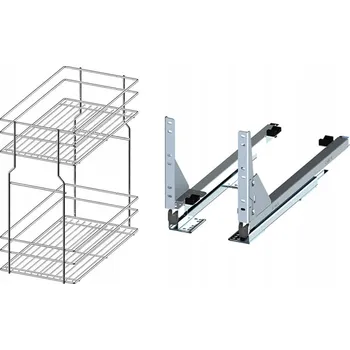 Nábytkové kování Cargo do spodní skříňky 30 cm 300 Chromovaný efekt 2 koše s tlumením dovírání REJS plný výsuv