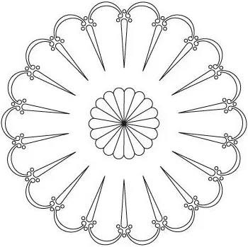 Příslušenství k frézce "CMT Šablona na ornamenty růžicové vzory Malý španělský vějíř 200mm"