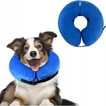 Ochranný límec pro zvířata Nafukovací pooperační límec pro psa, ochranný, měkký, nastavitelný, velikost L