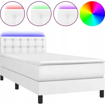 Postel Kontinentální postel s matrací a LED diodami, bílá 193 x 90 x 78/88 cm