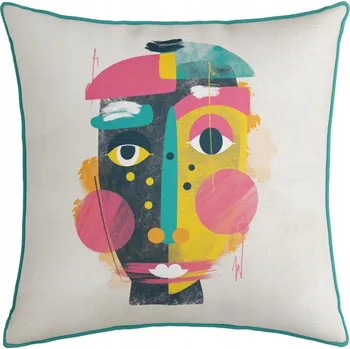 Povlak na dekorativní polštářek Dekorační povlak na polštář 43x43 cm se sametovým lemem VELVET – abstraktní vzor