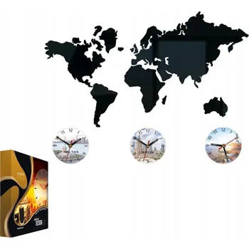Hodiny Nástěnné hodiny v moderním stylu Akrylová mapa 70 x 51 Potisk ciferníku
