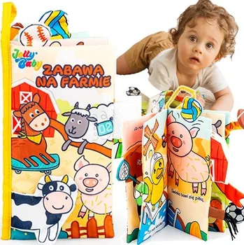 Hračka pro nejmenší Senzorická Knížka JOLLY BABY Zábava na farmě – Ocásky