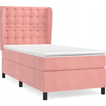 Postel Kontinentální postel sametová růžová 203 x 93 x 118/128 cm s matrací 90 x