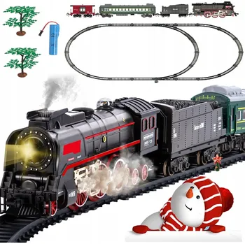 Vláček a vláčkodráha VÁNOČNÍ SADA VLÁČKŮ ELEKTRICKÝ VLAK HRAČKA SE ZVUKEM SVĚTLA