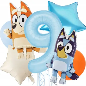Balónek Sada balónků NAROZENINY PEJSEK BLUEY BINGO ČÍSLICE 9 BALÓNKY