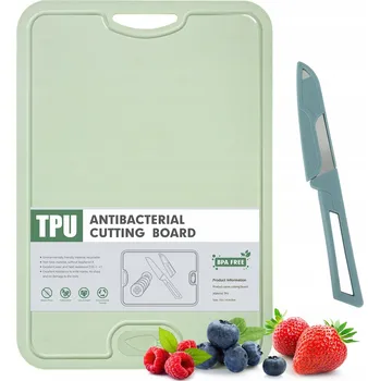 Kuchyňské prkénko Flexibilní krájecí deska z TPU s drážkou, zelená