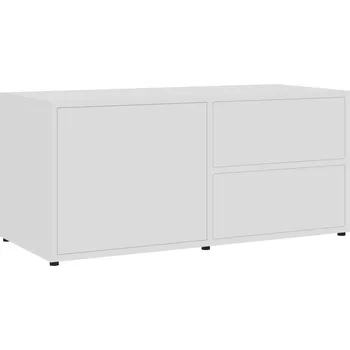 Televizní stolek TV stolek se 2 zásuvkami a přihrádkou, bílý, 80x34x36 cm