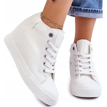 Dámské tenisky VYSOKÉ TENISKY NA KLÍNKU BIG STAR LL274035 BÍLÉ 38