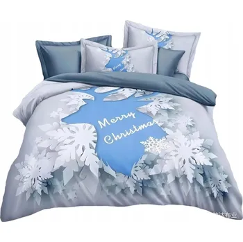 Povlečení SADA POVLEČENÍ VÁNOČNÍ 200X220 ZIMNÍ BAVLNĚNÝ SATÉN