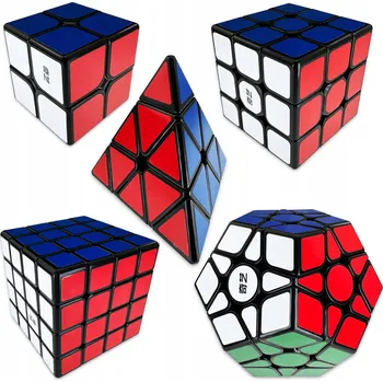 Hlavolam SADA KOSTEK 2X2 + 3X3 + 4X4 + Pyramida + Megaminx QiYi ORIGINÁLNÍ KOSTKA