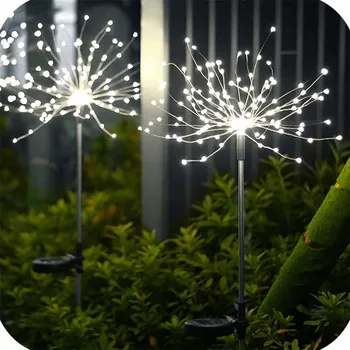 Venkovní osvětlení 3x SOLÁRNÍ LAMPA LED ZAHRADNÍ PAMPELIŠKA BÍLÁ TERASOVÁ ZAPICHOVACÍ AŽ 120 LED