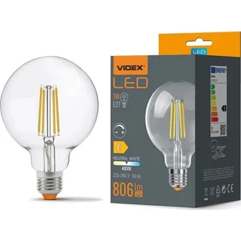 Žárovka LED žárovka Filament E27 G95 7W Neutrální VIDEX