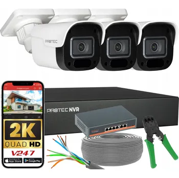 IP kamera Monitorovací sada 3 IP PoE kamery 4Mpx, PoE switch, detekce, HDD 4TB