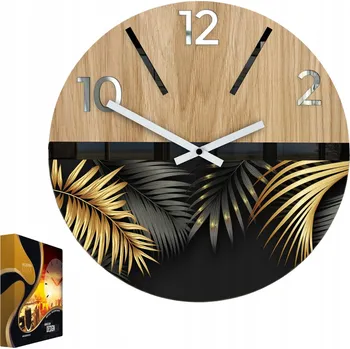 Hodiny Nástěnné hodiny dřevěné dubové akrylové Golden 33cm Kulatý Quartzové