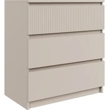 Komoda Komoda Sandia se třemi zásuvkami a rýhovanou přední stranou 70 cm kašmír