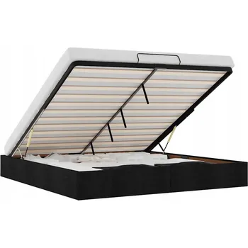 Postel Rám postele s úložným prostorem (otomana) černý, 203 x 160 x 23,5 cm s hydraulickým mechanismem