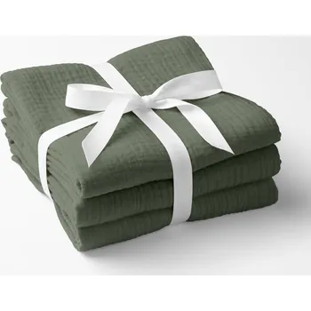 Utěrka Mušelínová utěrka Nature MSN-076 Zelená khaki - sada 3 ks