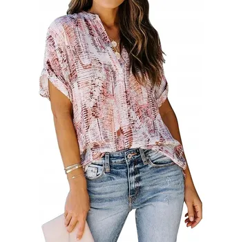 Dámská halenka AOISAGULA Dámská halenka na léto, volná, s krátkým rukávem a výstřihem do V, velikost L