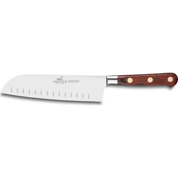 Kuchyňský nůž Santoku nůž SAVEUR 18 cm, mosazné nýty, hnědá, Lion Sabatier
