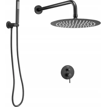 Sprchový set Sprchový set s dešťovou hlavicí 25,4 cm kulatý s nástěnnou baterií, černý