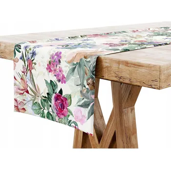 Prostěradlo Běžec na stůl Kortina, vícebarevný květinový vzor, 40x160 cm, polyester
