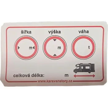 Příslušenství ke karavanu Samolepka - délka/šířka/výška
